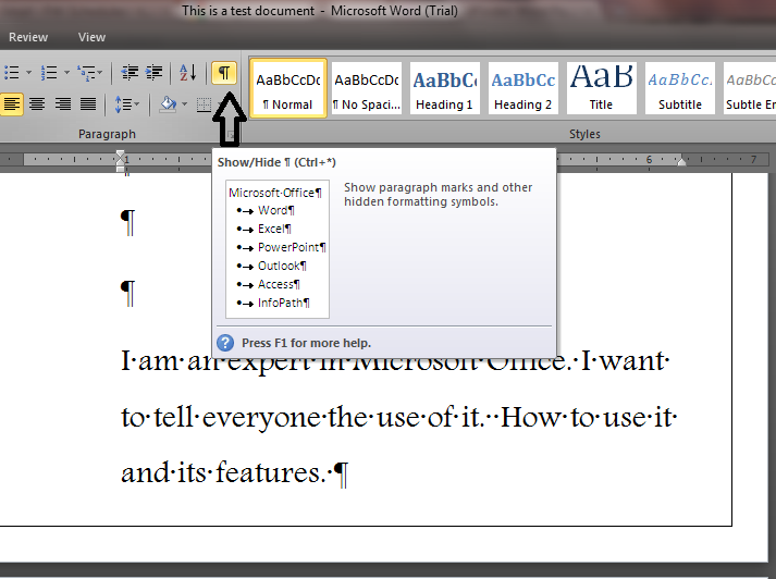 powerpoint 365 show paragraph marks