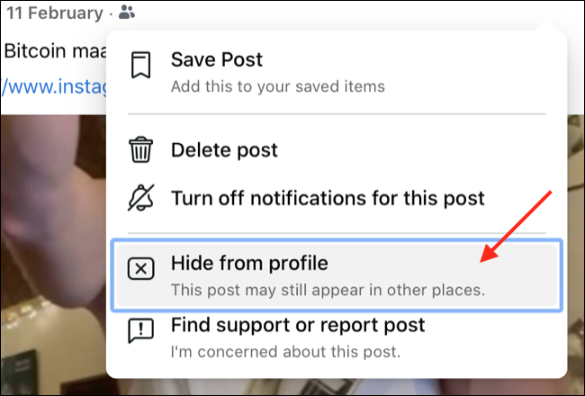 Hide Facebook Post from Profile