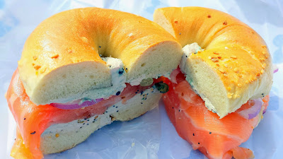 Russ & Daughters classic bagel  sandwich, a bagel with your choice of cream cheese and smoked salmon