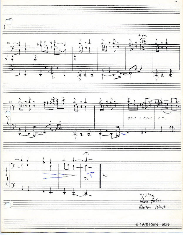 Page 4, Not Exactly, a rag. For piano, by Ren&eacute; Fabre