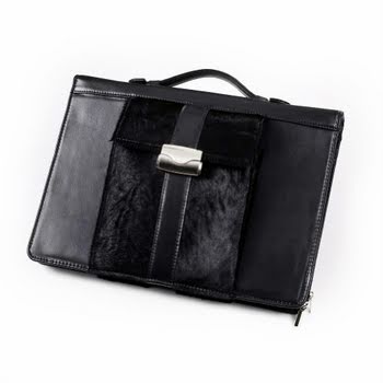 Black Horsehair and Leather Handled Portfolio for iPad and MacBook Air