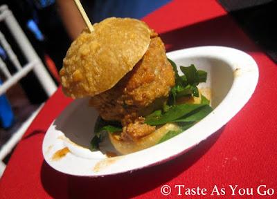 Gravy Meatball Slider with Dandelion and Pickled Fennel Salad from The Little Owl at Meatball Madness at the Food Network New York City Wine & Food Festival - Photo by Taste As You Go