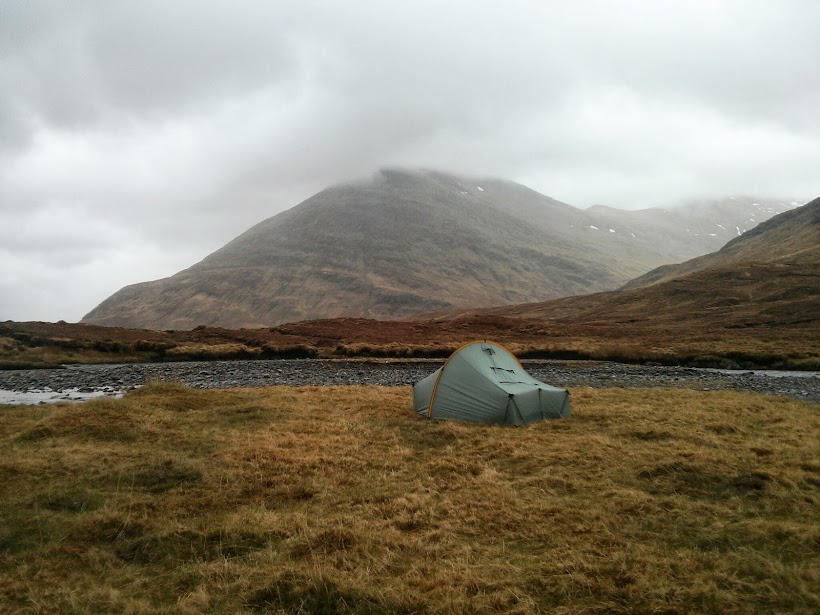 Wild camping at the end of Loch Mullardoch