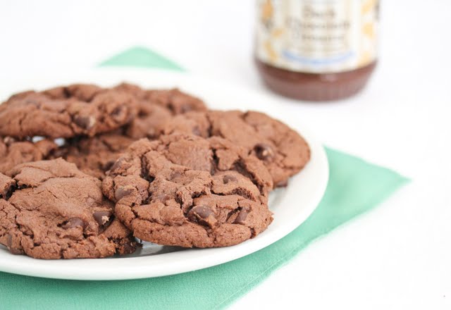 photo of a plate of Flourless Chocolate Peanut Butter Cookies