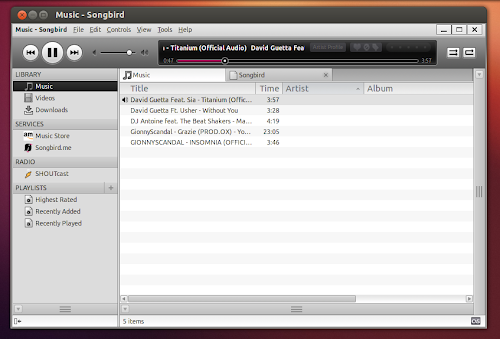 Songbird 2.3.0 su Ubuntu