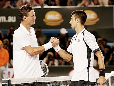 The world number one, bidding to become the first man to win three successive Australian Open titles since the game went professional, had been forced into a marathon five-set, five-hour fourth round clash against Stanislas Wawrinka on Sunday.