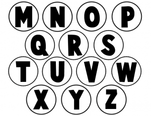 من اغطية الزجاجات لعبة لتعليم الحروف  Printable-alphabet-letters-bw-2-300x231