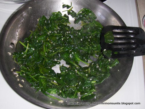 photo of the spinach cooked