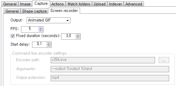 ShareX Task settings - Capture - Screen recoder
