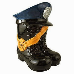  Policeman Officer Boots  &  Hat Ceramic Cookie Jar 10.25