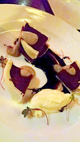 Zeus Cafe dessert of Malted Milk Chocolate Tart with espresso pastry cream, mascarpone crema, micro shiso