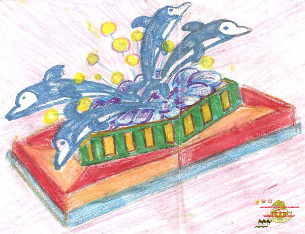 Boceto de la carroza Piscina de los Delfines