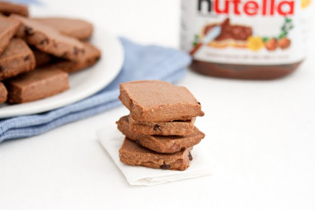 photo of a stack of Nutella Shortbread Cookies