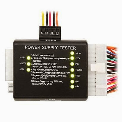 SODIAL(TM) 20 / 24-pin Power Supply Tester for ATX / SATA / HDD, Black