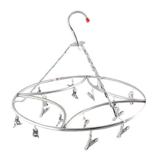 Amico Home House Silver Tone Metal 16 Pegs Shirt Underwear Clothes Hanger