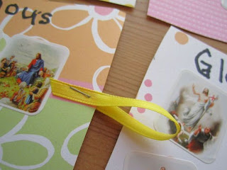 Ribbon stapled in booklet