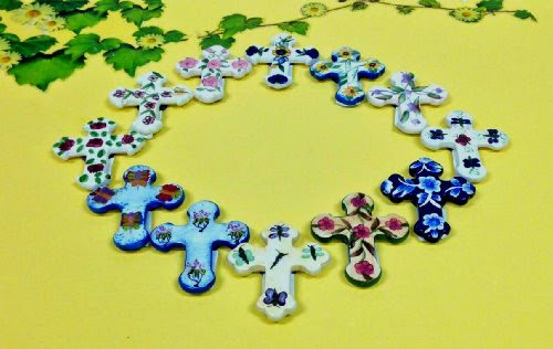  Precious Home Collection, 12 Pcs Colorful Floral Magnetic Decor Crosses, 80964 By ACK