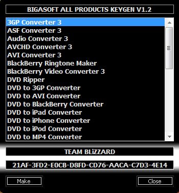 Bigasoft all products keygen v1.2 | Full Version | 13.78 KB