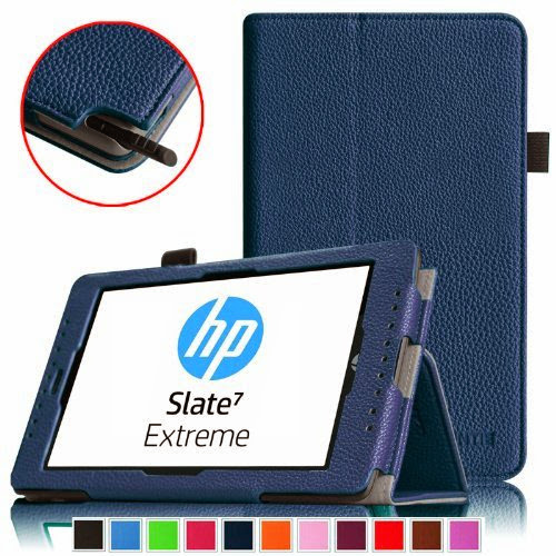  Fintie HP Slate 7 Extreme (Model 4400) Folio Case - Premium Leather Stand Cover with Stylus Loop for HP Slate 7 Extreme Android Tablet (3 Year Manufacturer Warranty) - Navy