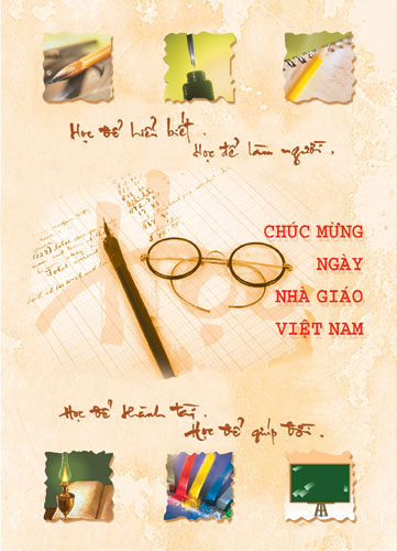 Bộ ảnh thiệp đẹp chúc mừng thầy cô giáo (20-11) Thiệp chúc mừng 20-11 bằng thư pháp