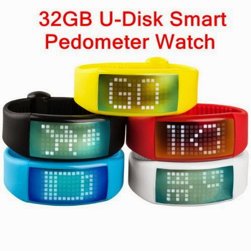  32GB Multi-functional 3D LED Display Pedometer Smart Watch USB Flash Drive with Stylish Signature - White