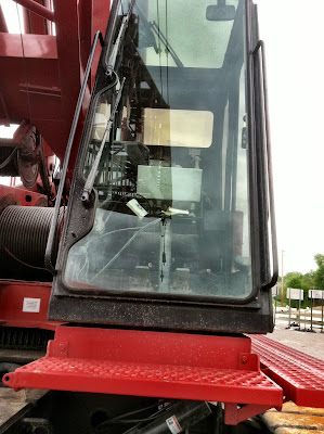 crane cabin window step cable stock photo crane cabin window step cable stock photo