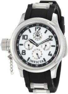  Invicta Women's 1810 Russian Diver White Mother-Of-Pearl Dial Black Polyurethane Watch
