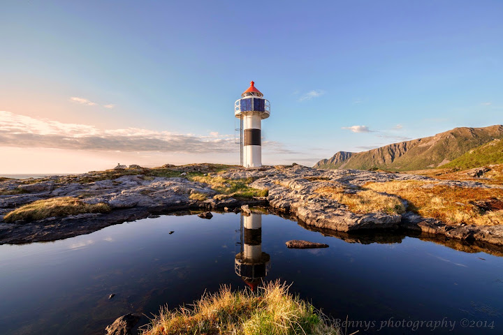 Lighthouse at  Andøya island, Summer in Northern Norway.  Photographer Benny Høynes