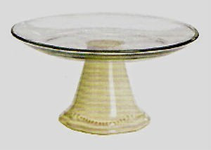 Anchor Hocking Isabella Cake Plate - Footed - Glass/Ceramic - 8