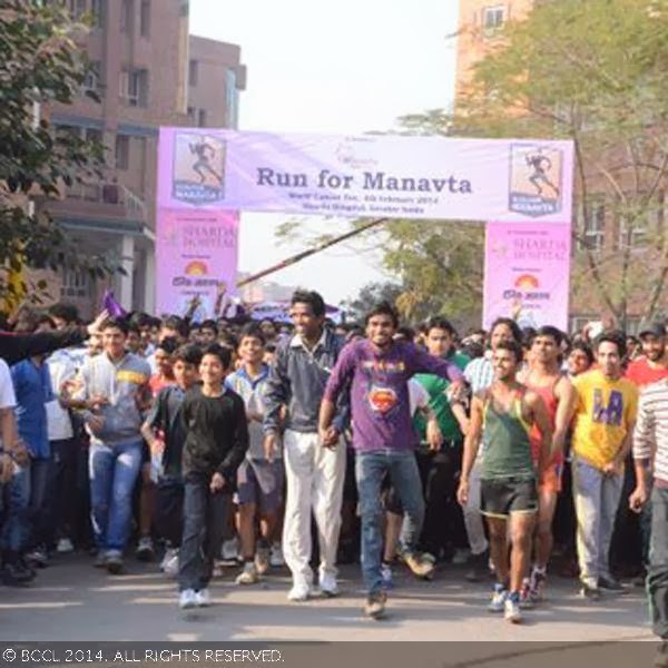 Participants during a youth charity run, Run for Manavta, held at Sharda University, Greater Noida, on February 04, 2014.