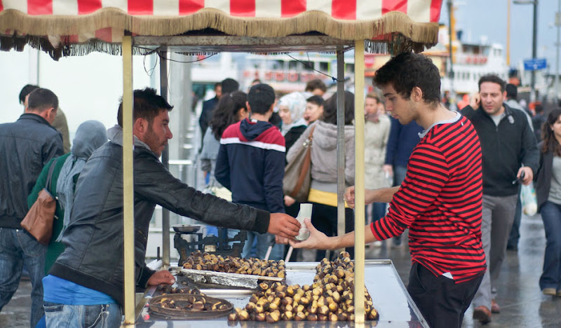 Red Striped Henley at Food Stand