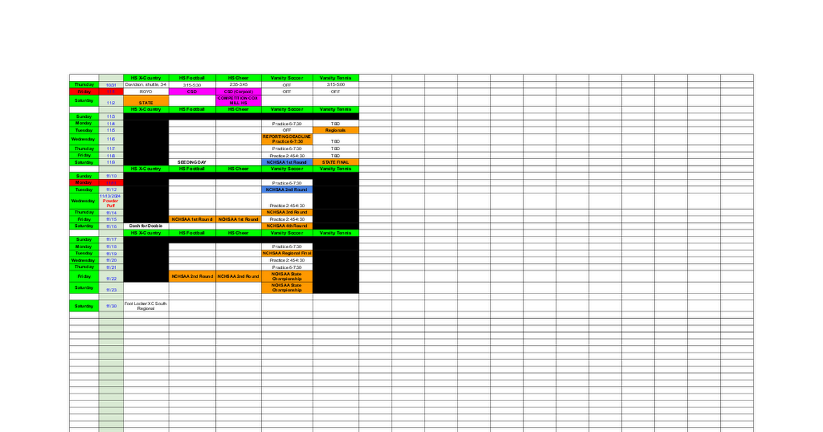 Athletics Calendar - Google Sheets