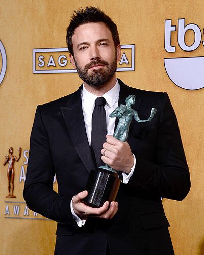 Actor-director Ben Affleck, winner of Outstanding Performance by a Cast in a  Motion Picture for 'Argo,' poses in the press room during the 19th Annual Screen Actors Guild Awards, held at The Shrine Auditorium in Los Angeles on January 27, 2013. (Getty Images)