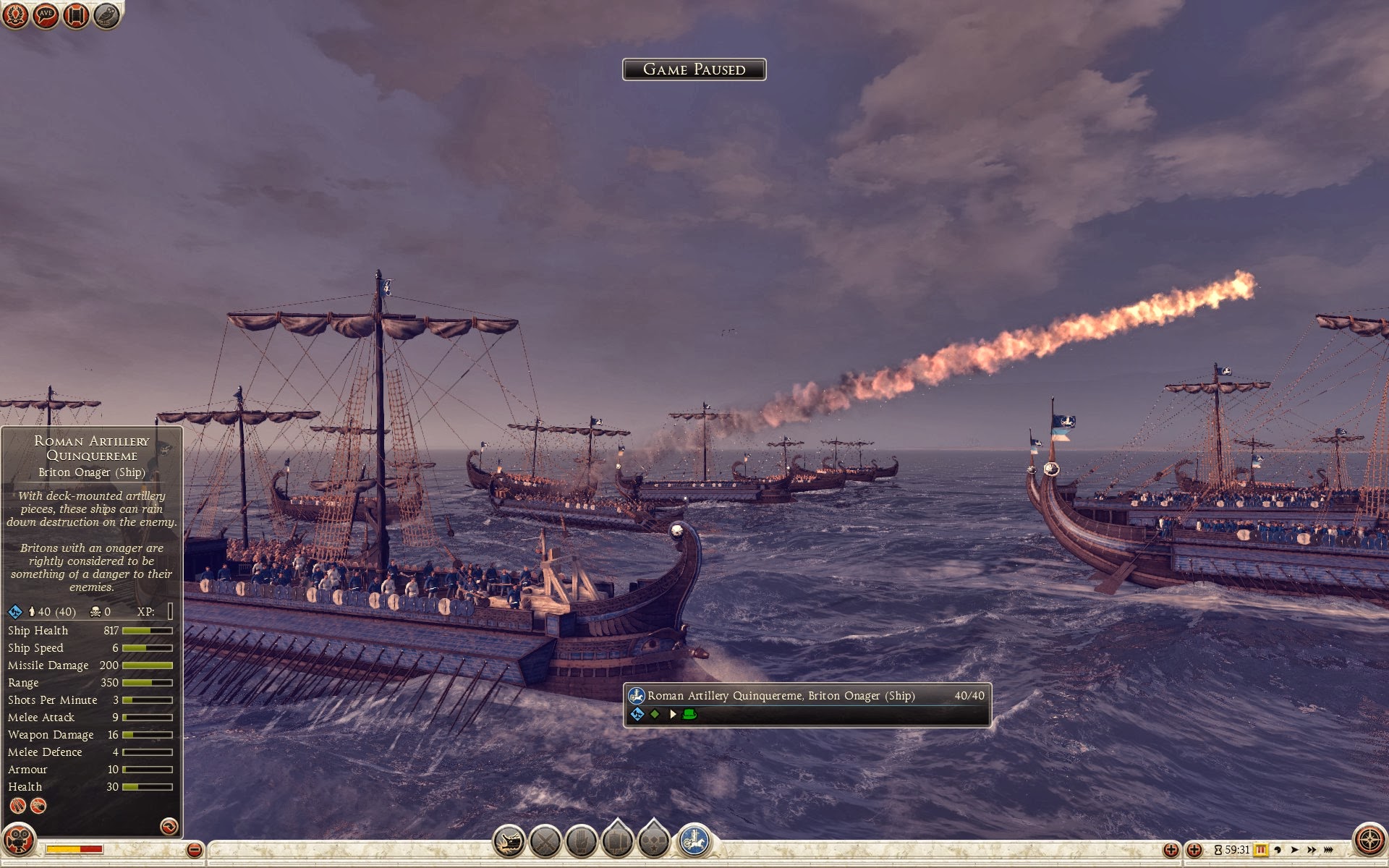 Quinquerreme romano de artillería - Onagro britano (barco)