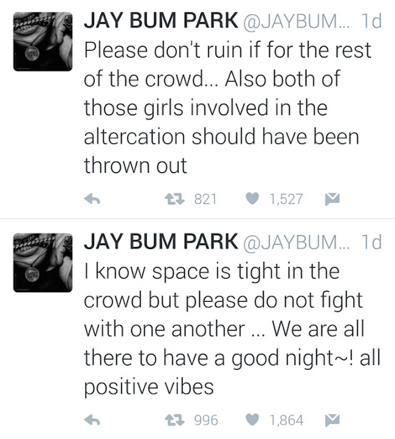 Jay Park nổi giận vì 2 fan nữ đánh nhau trong concert nhưng chỉ 1 fan bị đuổi