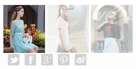 screen capture of photos of a woman and icons for social media on the Weles website
