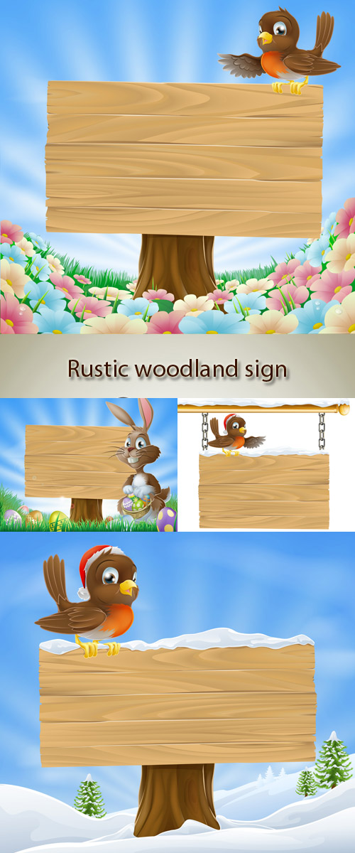 Stock: Rustic woodland sign Stock: Rustic woodland sign
