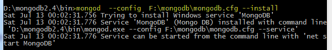 在win7中安装MongoDB服务