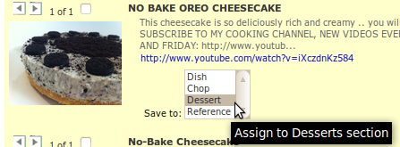 Assign this dish to a diferent section, eg, Dessert Assign this dish to a diferent section, eg, Dessert