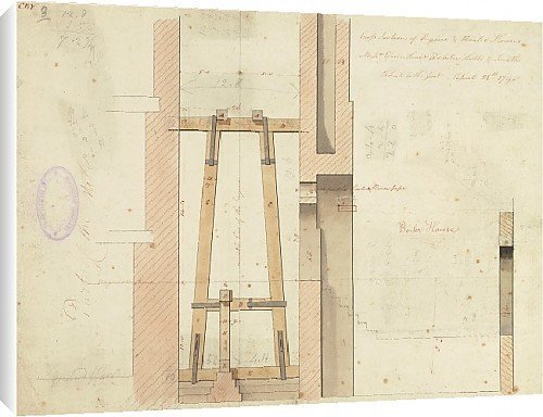 Canvas Print of Cross section of engines and boiler houses from Mary Evans