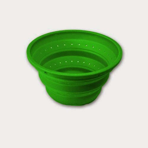  Island Bamboo 8-Inch Collapsible Colander and Steamer, Dark Green