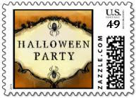 Halloween Party Orange & Black Postage Stamp