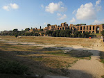 After an afternoon siesta, we ventured south on the Metro to the Circus Maximus. That's it in the foreground with the Palatine hill behind it (where After an afternoon siesta, we ventured south on the Metro to the Circus Maximus. That's it in the foreground with the Palatine hill behind it (where