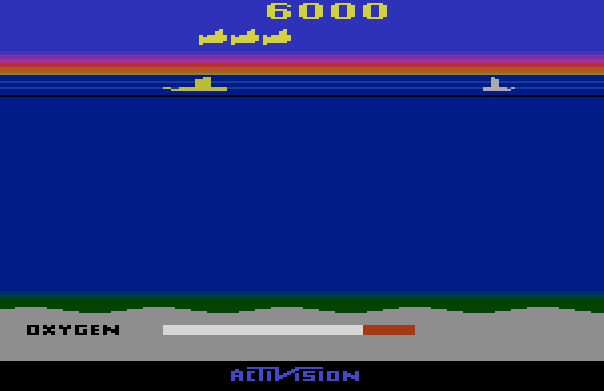 Submarino que fica na superfície, do game Seaquest, Atari 2600 Submarino que fica na superfície, do game Seaquest, Atari 2600