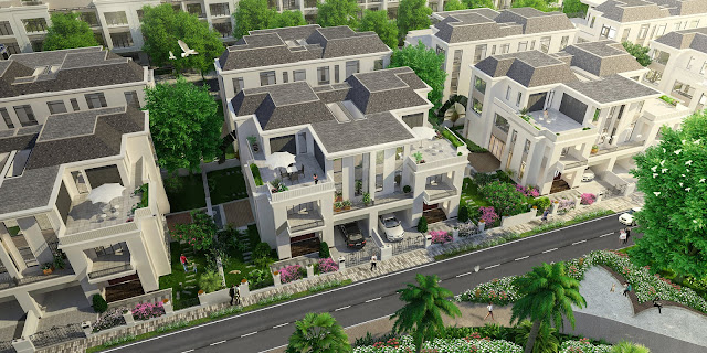 Phối cảnh thiết kế biệt thự song lập Louis City Phối cảnh thiết kế biệt thự song lập Louis City