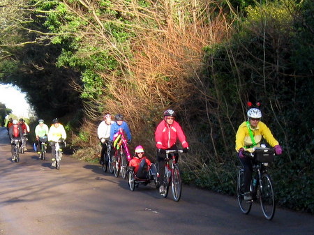 Line of cyclists