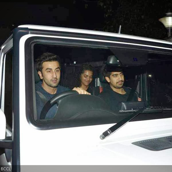 Ranbir Kapoor and Ayan Mukerji arrive at the screening of Gunday, held at Yashraj, in Mumbai, on February 13, 2014. (Pic: Viral Bhayani)