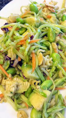 A fast and easy cold vegetable side dish with lots of great textures, Ramen Noodle Broccoli Slaw
