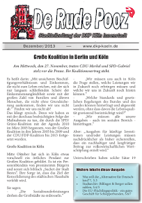 Faksimile: Titelseite »De Rude Pooz« Dezember 2013.