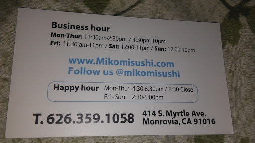 Sushi Restaurant «Mikomi Sushi & Bar», reviews and photos, 414 S Myrtle Ave, Monrovia, CA 91016, USA